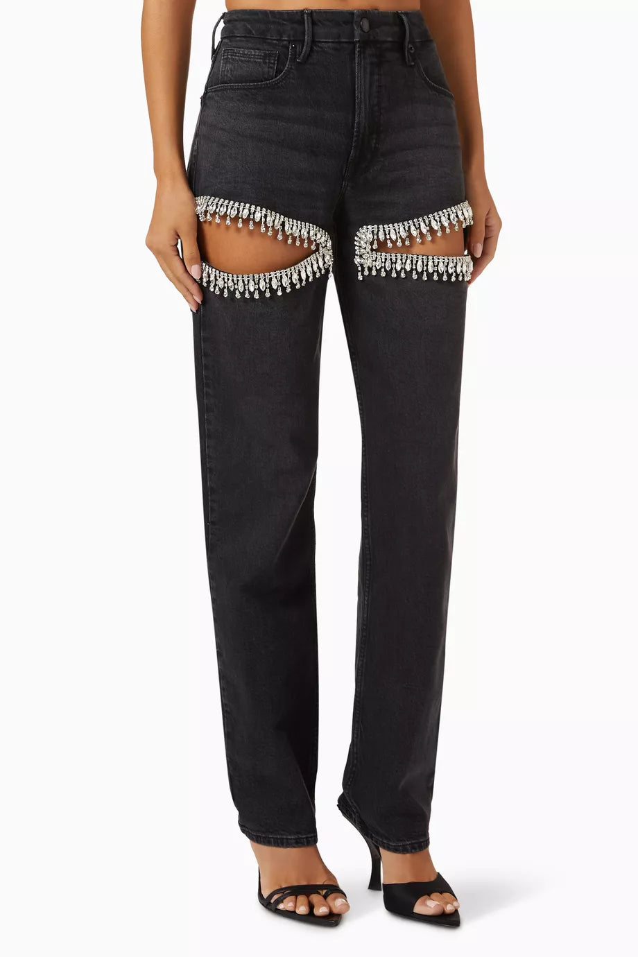Crystal Slit Jeans | Black |