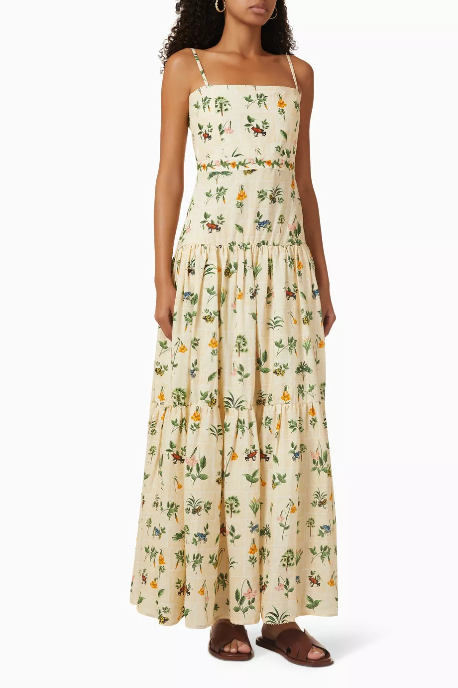 Linen embroidered long skirt